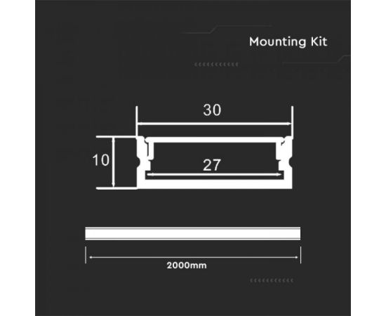 Профиль комплект V-TAC 2000 30 10мм накладной IP20 23176