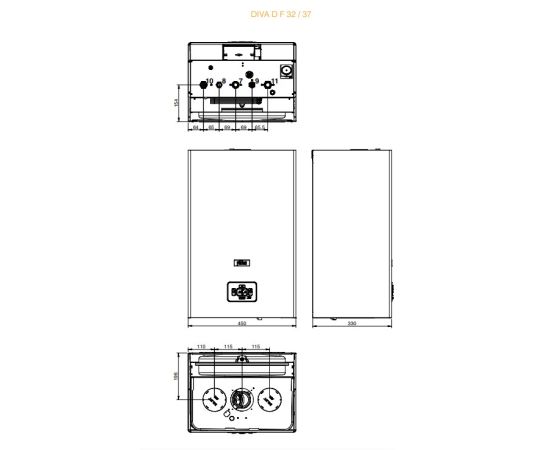 Котел настенный газовый Ferroli DIVA D F32 32kw с трубой