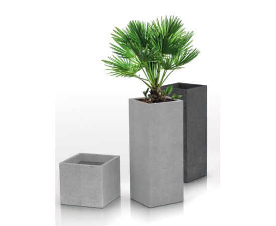 Горшок пластиковый уличный Scheurich 240/48 C-Cube Stony grey 11 л