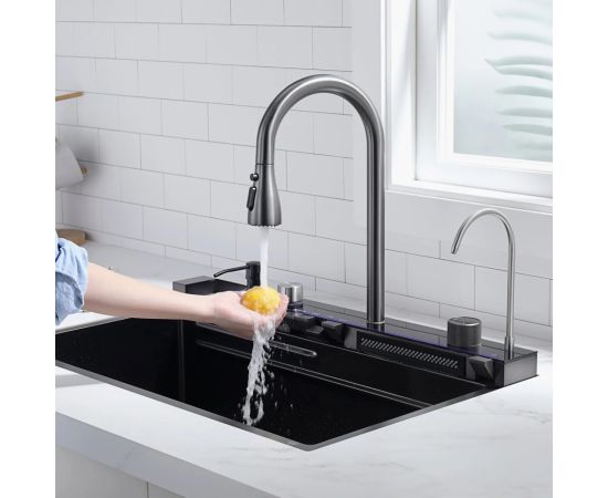 Kitchen sink multifunctional Lefton P31-B 75x45 cm Black