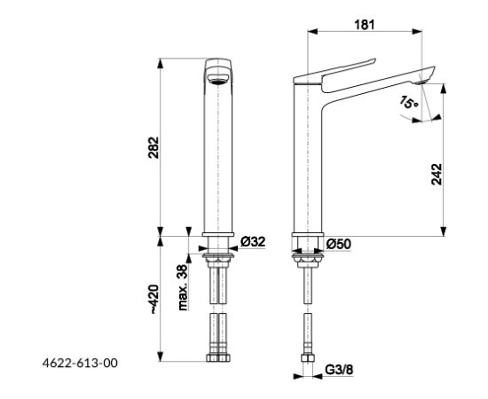 Washbasin faucet KFA AmazoniT Click-Clack with siphon chrome