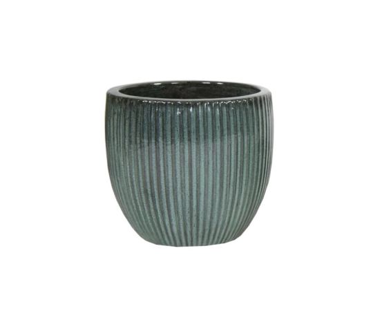 Ceramic pot Mega Collections Portly Egg Rib Moss Green 28x25cm 14l