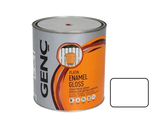 საღებავი ხის და ლითონის Genc Synthetic glossy paint Silver 1000 თეთრი 750 მლ