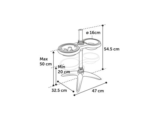 Plastic bowl with stand Flamingo 600-800ml gray