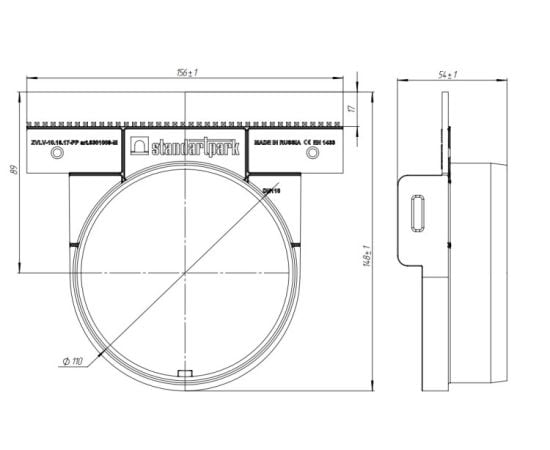 Tray plug with outlet Standartpark ЗВЛВ-10.16.17-ПП 6301008-М