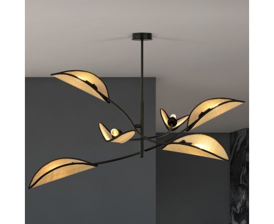 Chandelier EMIBIG LOTUS 6 E14 6x MAX 40W black rattan