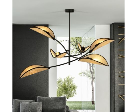 Chandelier EMIBIG LOTUS 6 E14 6x MAX 40W black rattan