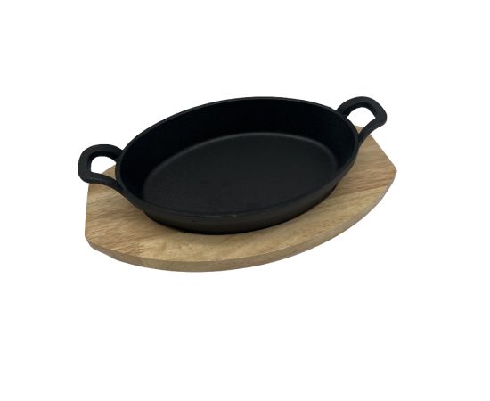 Cast iron pan with wooden stand MG-1945