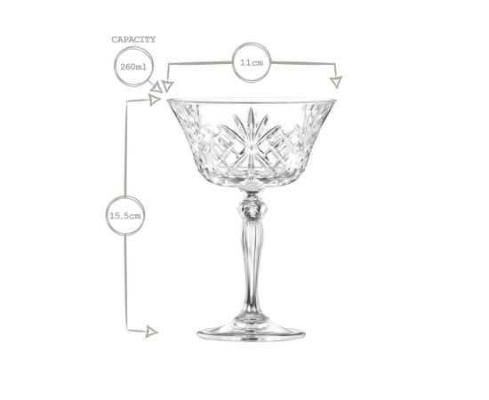 Champagne glass RCR MELODIA 212464 6pcs 260ml