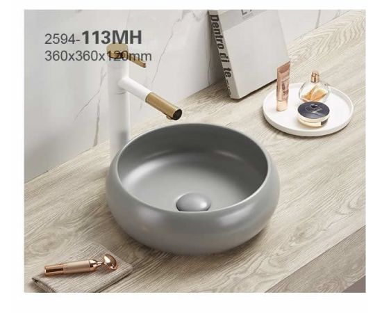 Washbasin Pate Round 113MH Matt Cement gray