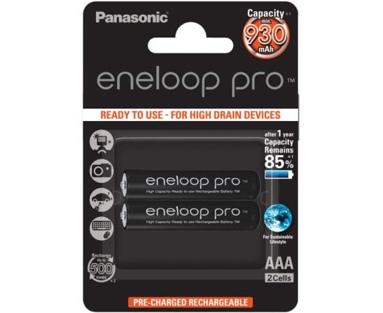 ნიკელ-ლითონის ჰიდრიდის აკუმულატორი Panasonic eneloop Pro AAA 930mAh2ც.