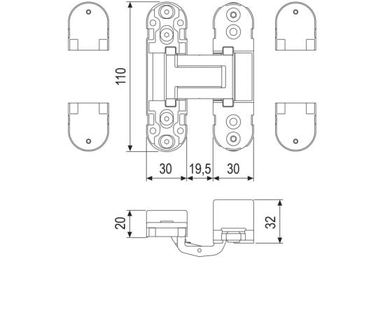 Concealed hinge AGB ECLIPSE 2.0 Silver