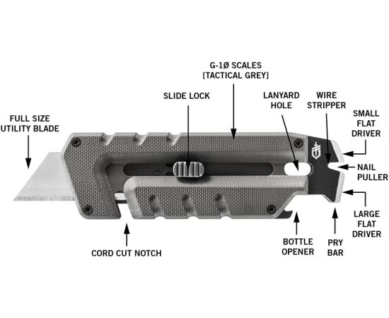 Нож Gerber Prybrid-Utility 1028491 серый