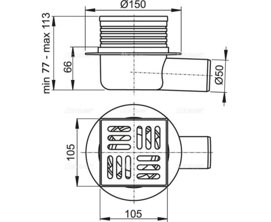 Floor drain Alcadrain APV26 105x105/50 мм