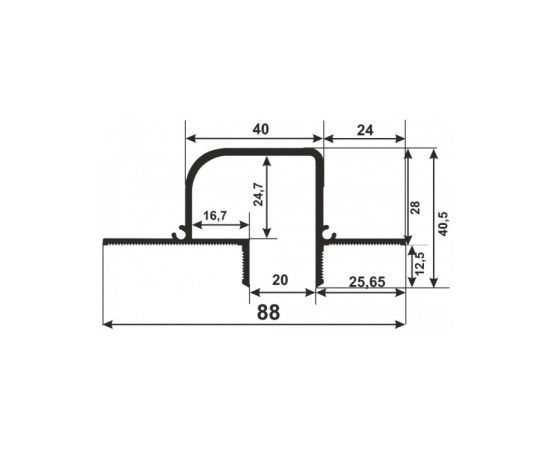 Профиль теневого шва АПТШ(ПЦ) 40*20 LED  (5412, Т6, без покрытия) 3 м