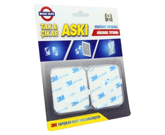 Adhesive hook with latch Boss Tape 60x60 мм 2 pcs transparent