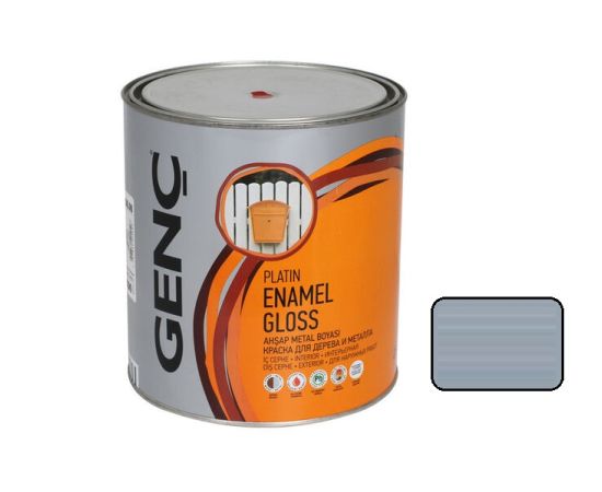 საღებავი ხის და ლითონის Genc Synthetic glossy paint Silver 7100 ლითონისებრი ნაცრისფერი 750 მლ