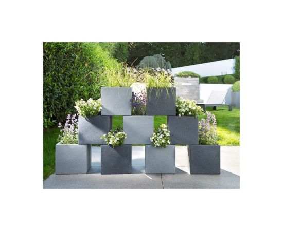 Flower pot plastic Scheurich STONY GREY 40/240 C-CUBE