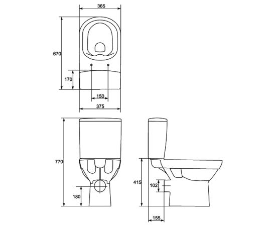 Toilet bowl Cersanit CITY Clean On 010 3/5 DPL EO