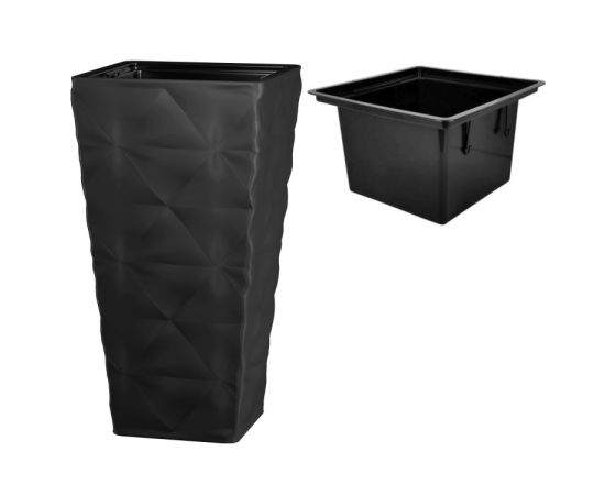 Flowerpot FORM PLASTIC Diva Slim square 40 deep black 4680-084