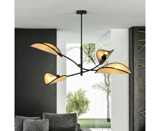 Chandelier EMIBIG LOTUS 4 E14 4x MAX 40W black rattan