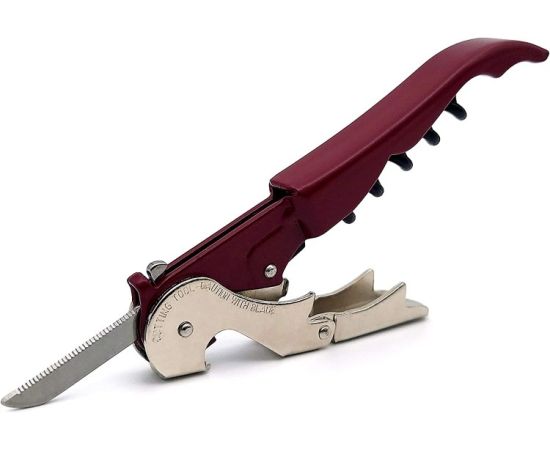 Bottle opener with knife Slider Pulltex burgundy