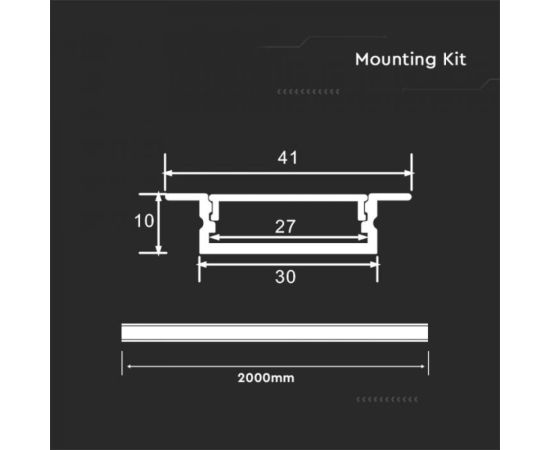Профиль комплект V-TAC 2000 30 10мм встраиваемый IP20 23177