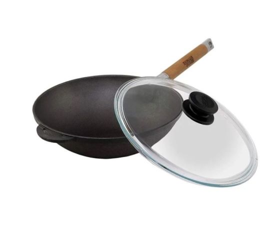 Cast iron frying pan with glass lid and removable handle Biol WOK 1526С 26 cm