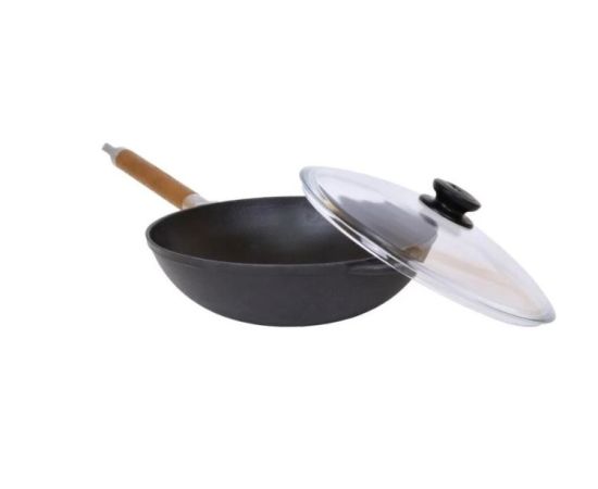 Cast iron frying pan with glass lid and removable handle Biol WOK 1526С 26 cm