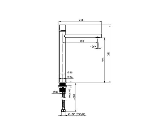 Washbasin faucet Rubineta Etna-18/D ETD0068