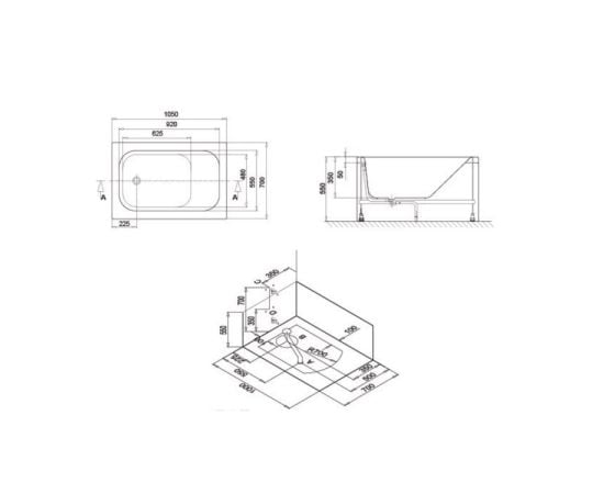 აბაზანა აკრილის SANICA Marea 105x70სმ B+L+FP+SP