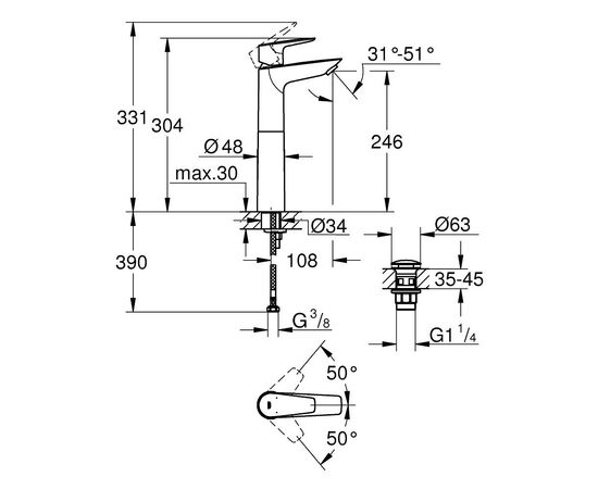 Washbasin Mixer Grohe 24208002