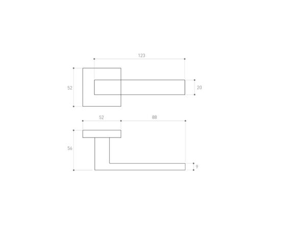 Door handle rossete Metal-Bud Nowy Qubik K VQKBI with plumbing SZKBW