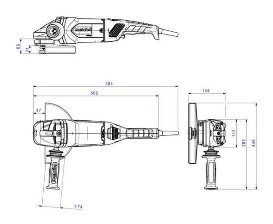 კუთხსახეხი მანქანა Metabo W 26-230 MVT 2600W (606474000)