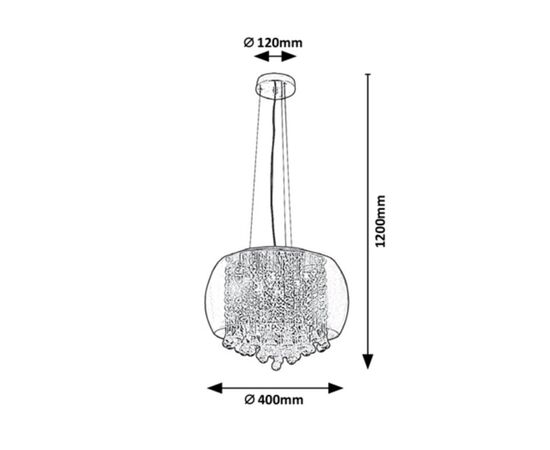 Chandelier Rabalux NINELLE 6 G9 Ø400 h1200 chrome tinted 3599