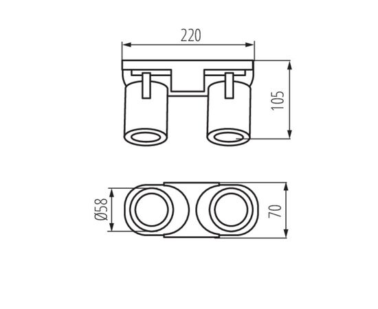 Cветильник спотовый Kanlux LAURIN EL-2I B 29123 GU10 2x MAX 35W