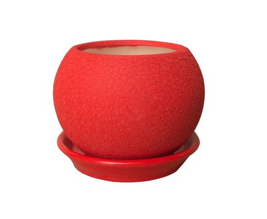 Flower Pot-Sphere Ceramic Red Silk 4,1l