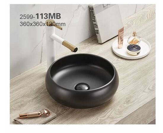 Washbasin Pate Round 113MB Matt black