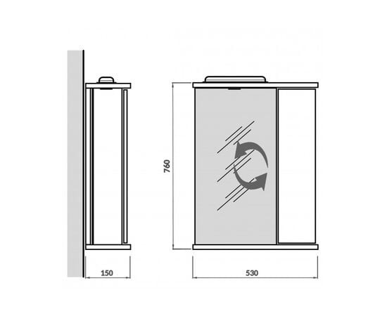 Шкафчик с зеркалом ST-50 white 53x76x15 см