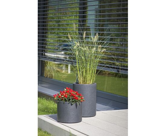 Plastic flower pot Scheurich SCHWARZ GRANIT 54/134 RIVA HIGH HGF