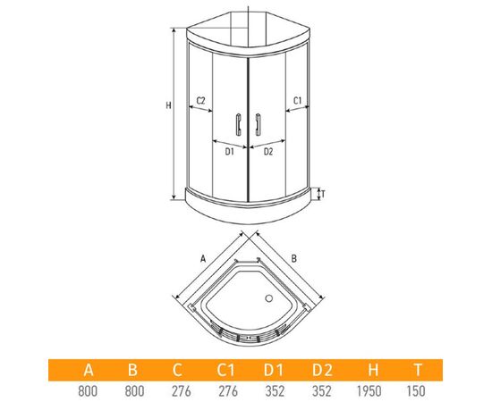 Shower cabin Erlit ER0508-C4 80x80x195 cm