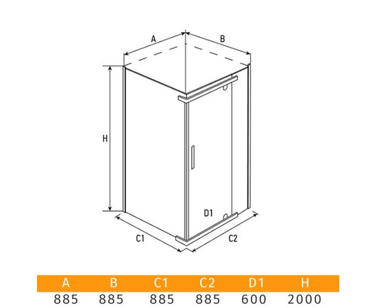 შუშა შხაპის Erlit ER10109H-C4 90x90x200 cm