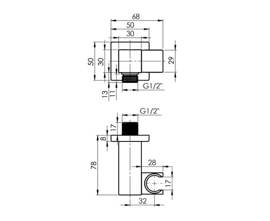 საშხაპე სისტემა ჩასაშენებელი Rubineta ქრომი Thermo-3F-Olo SQ 625040