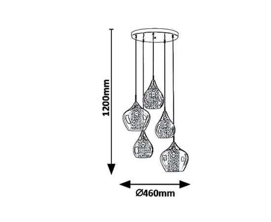 Pendant Rabalux CASSANDRA 5 G9 Ø1200 h800 chrome amber 6660