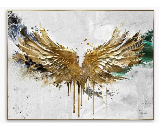 A picture on glass Styler FRAMED GD FA045 Gold Wings 80X120