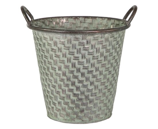 Metal pot Mega Collections Folks Plait Round Low Old Green D24H12.5