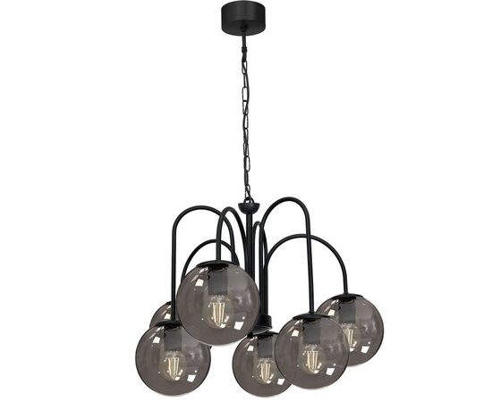 Chandelier Luminex 6 Cambridge metal black smoked glass 3697