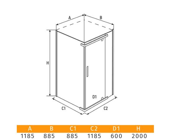 შუშა შხაპის Erlit ER10112H-C4 120x90x200 cm