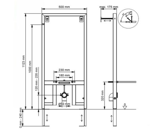 Installation system for bidet Visam 893-002 (Concealed)