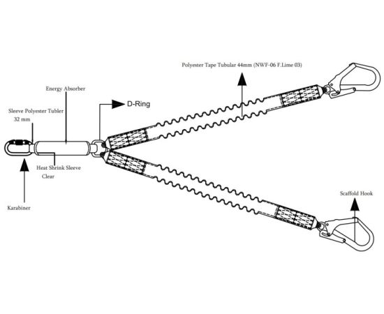 Ремень безопасности эластичный с абсорбцией энергии Viraj SF-FWL(E)-3701(D) 1.4-2 м